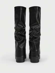 Sugerpunk Women's Thick Sole Pleated Tall Boots, Fashionable And Versatile For Daily Wear Valentine's Day