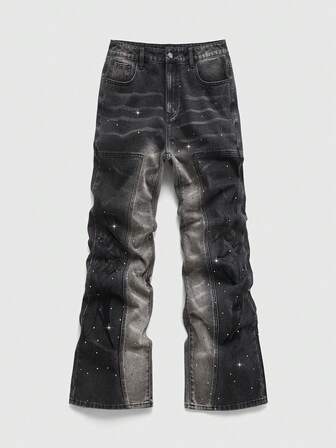 Street Life Jeans casual da uomo con decorazioni in strass e tasche