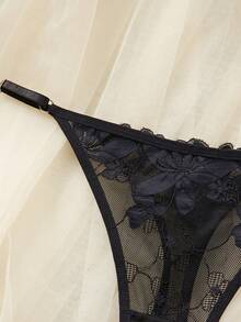 SHEIN Plus Floral Lace Panty Sexy Lingerie - Black - View 5