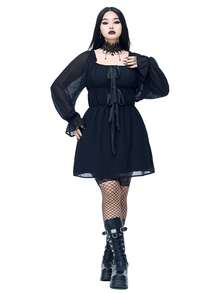 Coolane Vestido mini con mangas abullonadas para fiestas, festivales, salidas y eventos de estilo renacentista - Negro - Ver 4