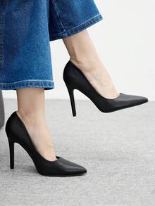 CUCCOO BIZCHIC Women's Fashionable Elegant Pointed Toe High Heels For Christmas - Black - View 3