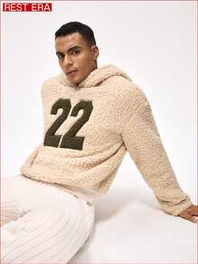 Rest Era Men's Casual Letter Embroidered Hooded Fleece Sweatshirt, Autumn/Winter - Multicolor - View 5