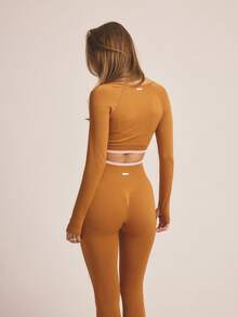 Aralina Stretch Performance Knit Long Sleeve Cropped Top High Waist Sculpting Leggings Matching Workout Sets Women Spring Clothes Women Set - Multicolor - View 10