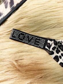 SHEIN Women's Fashion Leopard Print Rhinestone Decorated Thong Panties ClassicAnimalPrint - Multicolor - View 7