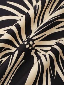 SHEIN Franclia Women's Casual Print V-Neck Loose Lantern Sleeve Dress - Black - View 7