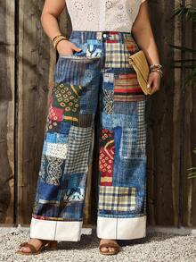 EMERY ROSE 大码女式数码印花牛仔裤，春夏款 - 彩色 - 查看 1