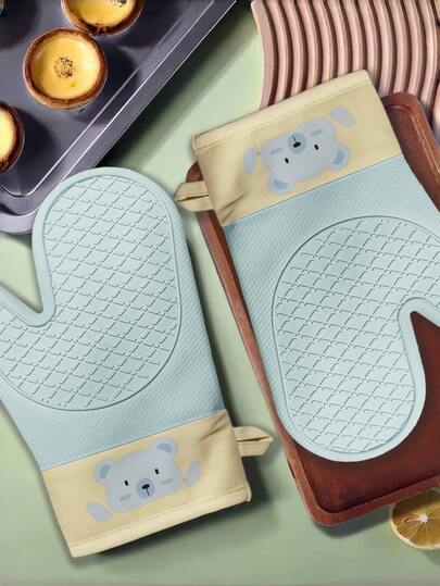 1pc Anti-Scald Microwave Oven Gloves, Heat Resistant Kitchen Baking Gloves,Resistant Silicone Oven Mitts - Home Kitchen, Non-Slip Kitchen Items, Festive Holiday Cooking Gifts Friendly For Home And Kitchen Organization