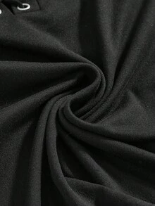 ROMWE Grunge Punk Y2K Sexy Lace-Up Fitted Women T-Shirt - Black - View 4