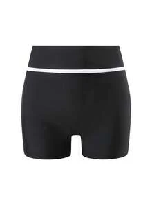 Swim SPRTY Women's Solid Color Black & White Patchwork Shorts, Sports & Beach Wear, Spring/Summer - Black - View 4