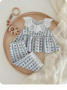 Bộ 2 món áo và quần nhún bèo họa tiết hoa dễ thương cho kỳ nghỉ hè dành cho trẻ sơ sinh thích hợp cho tiệc sinh nhật, tiệc tùng, biểu diễn, đám cưới, lễ rửa tội, lễ khai giảng, sự kiện trường học và các buổi dã ngoại. - xanh quân đội - Xem 4