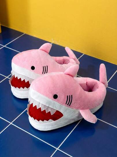 Joivida Cartoon Shark Slippers For Women Plush Furry Animal Design Warm Winter Non Slip Sole Comfortable Indoor Home Cozy Soft Lightweight Lounge Wear Gift Idea For Holidays Christmas Birthday