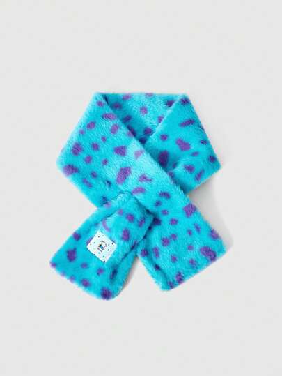 Kawaii 1 Stück Y2K Dopamin Leopardenmuster Flauschiger Schal, Lila & Blau, modischer minimalistischer vielseitiger Damen Schal geeignet für Alltag, Schule, Date, Reise, Herbst/Winter