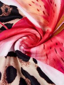 SHEIN Tween Girl Knit Leopard & Ditsy Floral Cami Dress - White - View 7