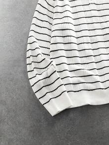 ROMWE MEN Essentials 男士条纹优雅休闲宽松长袖套头毛衣 - 彩色 - 查看 4