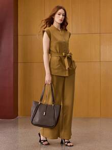 MOTF PREMIUM WOMEN PU LEATHER IRONMONGERY DETAIL TOTE BAG