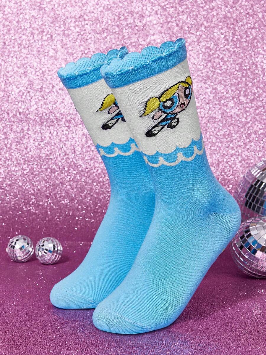 THE POWERPUFF GIRLS X SHEIN Women Crew Socks - Multicolor - View 1