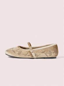 CUCCOO DOLLMOD Women Elegant Commuter Floral Embroidery Slip-On Flats Spring Shoes Fall Shoes - Brown - View 2