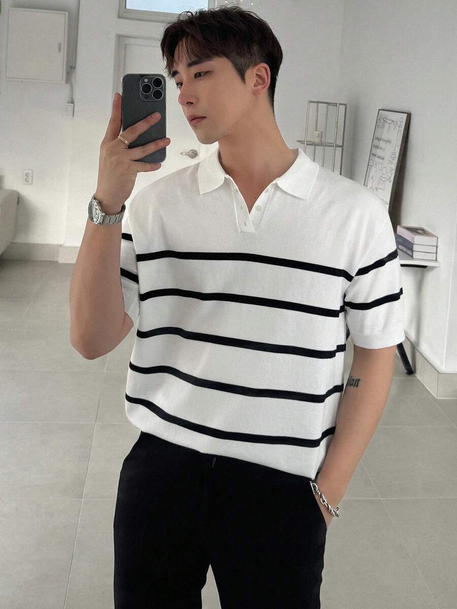 DAZY Men's Striped Knitwear For Summer - Multicolor - View 1