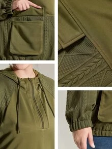 Momelise Sweat-shirt-shirt ample et ample de couleur unie pour femmes grande taille - Vert - Voir 8