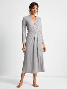 Ocili 柔软舒适的休闲宽松女士家居服睡袍 - 灰色 - 查看 3