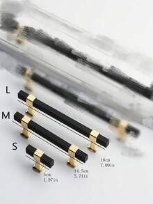 1PC/2Pcs Black/Golden Extend Aluminum Alloy Cabinet Door Handle, Modern Simple European Style Wardrobe Drawer Pull - Black - View 2