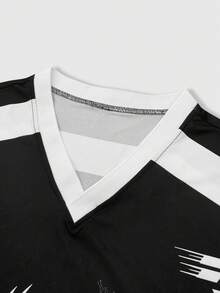 ROMWE MEN Prep 男士V领短袖时尚印花休闲透气夏季T恤 - 彩色 - 查看 3