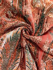 Florisole 女士印花休闲度假长袖连衣裙 - 橘色 - 查看 7