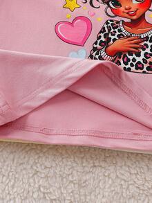 Sparklyn 3pcs/Set Tween Girls' Fashionable Cartoon Graphic Tank Tops - Apricot - View 7