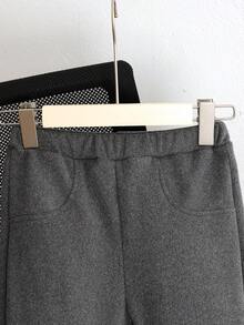 SHEIN Tween Girls' Casual Comfortable Mid-Waist Flared Thermal Lined Leggings, Autumn/Winter, Flare Sweat Pants, Teen Girl Pants, Gray Pants - Grey - View 3