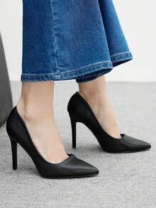 CUCCOO BIZCHIC Women's Fashionable Elegant Pointed Toe High Heels For Christmas - Black - View 5