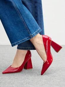 CUCCOO BIZCHIC 女士时尚优雅派对尖头高跟鞋 - 紅色 - 查看 4