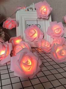 新款LED玫瑰花串灯，仿真电池灯，婚礼房装饰灯，商场情人节氛围灯。