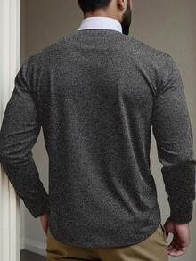 Manfinity Homme Áo thun polo dài tay màu tương phản thường ngày cỡ lớn dành cho nam - Xám - Xem 2