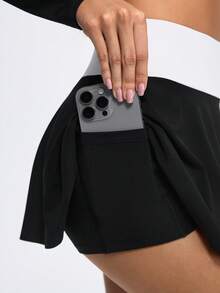 Eassivo Eassivo Conjunto deportivo de mujer con tirantes de espagueti, recorte de contraste, retorcido y calado, transpirable - Blanco y Negro - Ver 6
