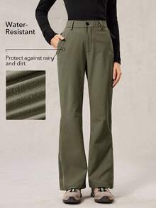 OutZeal Women PFC-Free Water-Resistant Multi Pockets Zippered Leg Opening Flared Outdoor Pants Camping Hiking Climbing - Green - View 3