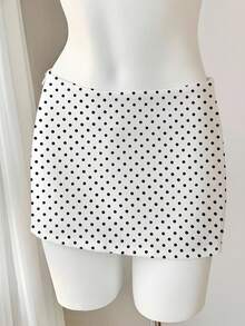 Comfortcana 女士波点印花时尚百搭半身裙 - 白色 - 查看 3