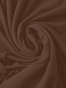 SHEIN LUNE 女式大码休闲纯色圆领长袖针织T恤，秋冬 - 棕色 - 查看 3