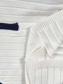 Eassivo Eassivo Cropped Fitted Long Sleeve Turtleneck Knit Sweater - Navy Blue - View 8