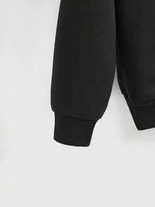 ROMWE Grunge Punk Rivet & Rhinestone Dark Cross Casual Street Punk Loose Fit Black Graphic Sweatshirt For Women - Black - View 4