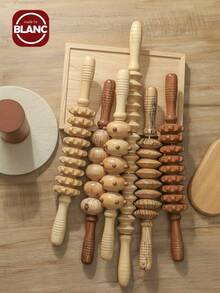 Madebyblanc 6 Styles Natural Wooden Massage Roller For Back, Shoulder, Waist And Leg Relief - Helps Improve Blood Circulation And Relieve Muscle Fatigue, Yoga/Massage Tool - Multicolor - View 1
