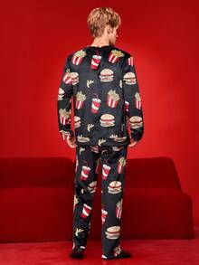 Notgurli Pluszowy, zabawny zestaw piżamowy dla mężczyzn z burgerem, frytkami, napojem gazowanym i popcornem - Wielokolorowe - Zobacz 2