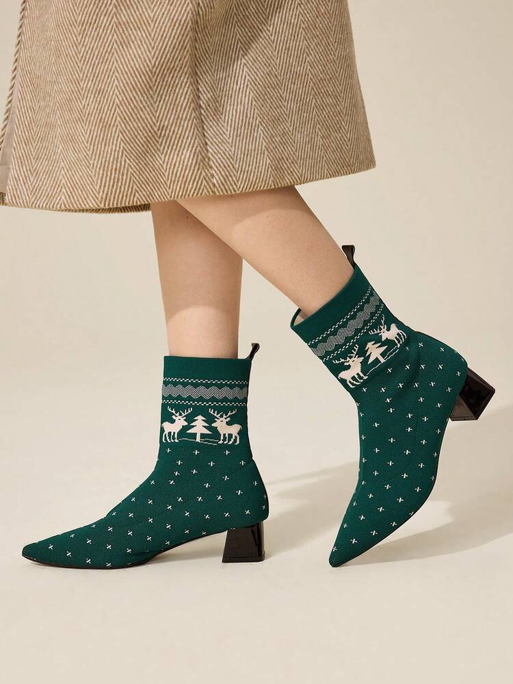 CUCCOO BASICS Casual Minimalist Daily Pointed Toe Chunky Heel Women Ankle Boots For Christmas