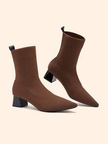 CUCCOO BASICS Giày bốt cao cổ mũi nhọn, tiện dụng hàng ngày dành cho nữ - màu nâu - Xem 8