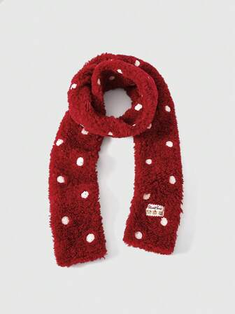 Kawaii 1 pezzo Sciarpa morbida e calda a pois in stile Y2K, carina e dolce, stile college, sciarpa versatile di moda per donna, adatta per uso quotidiano, college, appuntamenti, viaggi, autunno/inverno