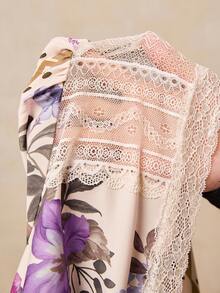 Travachic Áo sơ mi tay dài họa tiết hoa ren chắp vá cỡ lớn dành cho nữ, thanh lịch và lãng mạn - Nhiều màu - Xem 8