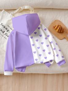 Tween Girl Cute Cat & Heart Print Sweatshirt - Multicolor - View 3