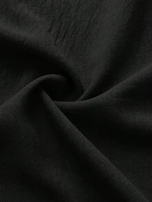 Elenzga 大码女士优雅浪漫派对/婚礼宾客雪纺不对称领长袖A字高开衩长裙，春/秋/冬 - 黑色 - 查看 7