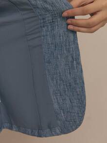 ATUI Studio Women's Casual Commuting Street Button-Front Sleeveless Pleated Pocket Elastic Waist Imitation Denim Texture Fabric Wide-Leg Linen  Vest Top Women, Business Casual Women,Office Outfits For Women,Office Wear Women, Blue Summer Top, Blue Crop Top,Going Out Tops Women,Old Money Style Women,Wedding Guest