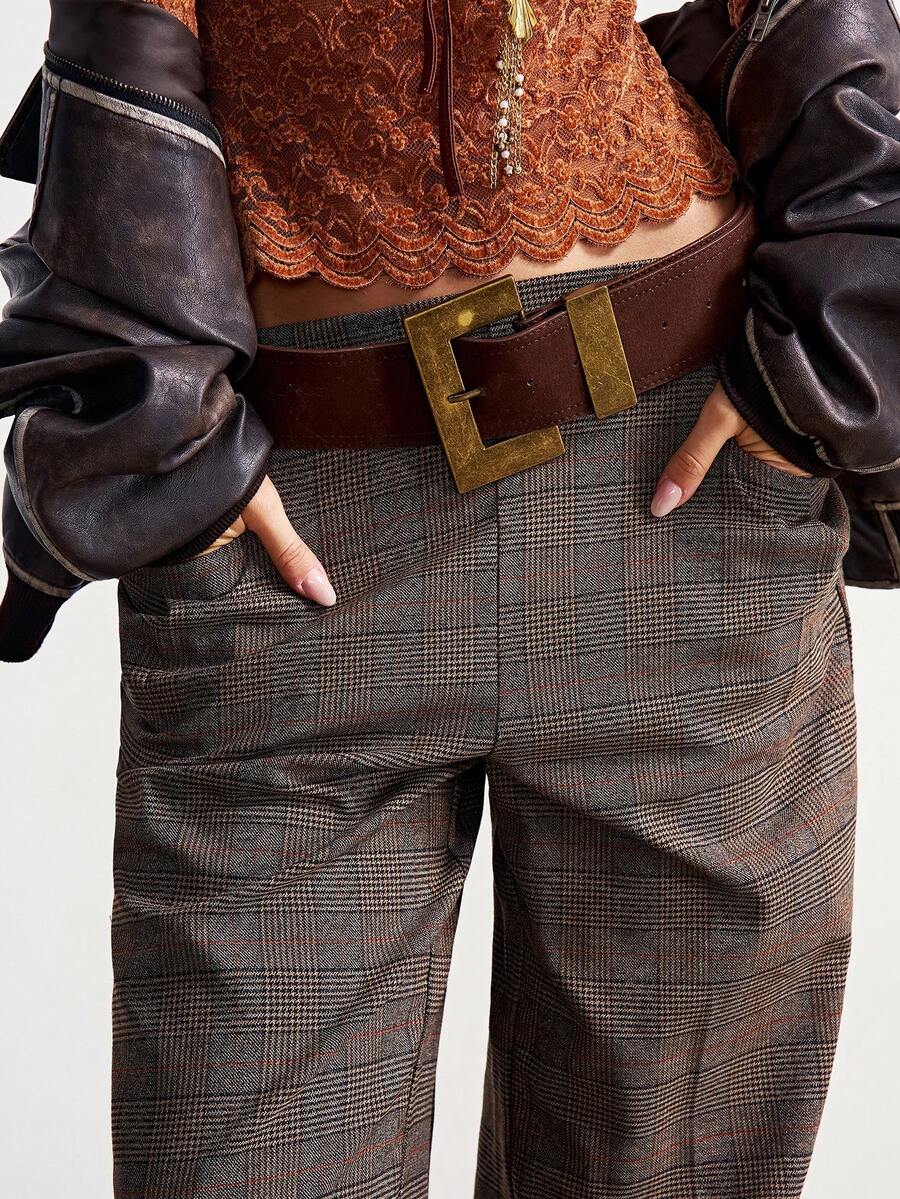 Bohemela 波西米亚风格子宽松休闲裤，适合冬季、圣诞节、新年派对等场合 - 卡其色 - 查看 1