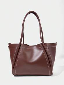 SHECARRY BOLSO DE HOMBRO PARA MUJER DE GRAN CAPACIDAD Y USO CASUAL PARA IR AL TRABAJO - Café integral - Ver 3